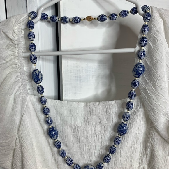 Vintage Chinese blue and white necklace - Picture 2 of 3